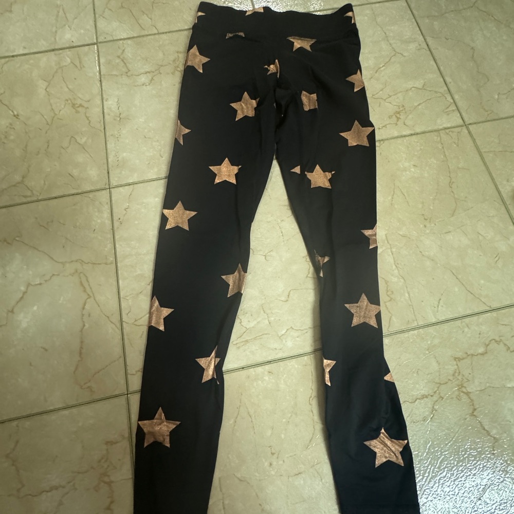 Terez Black and Gold Star Leggings